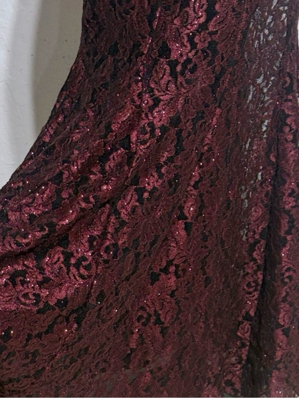 R&M Richards Burgundy Lace Halter Maxi Gown - Picture 6 of 6
